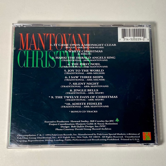 Mantovani Christmas by Mantovani (CD, Aug-1994, Special Product) VERY GOOD - Picture 2 of 5